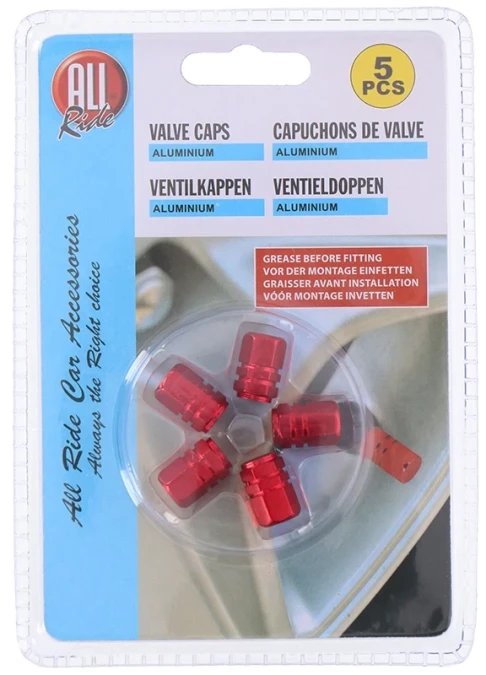 ALLRIDE Čepičky na ventilky červené, 5 ks HEXA 5800139