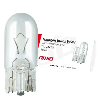 AMiO Halogenové žárovky W5W T10 5W W2.1x9.5d 24V 10ks  | 01002