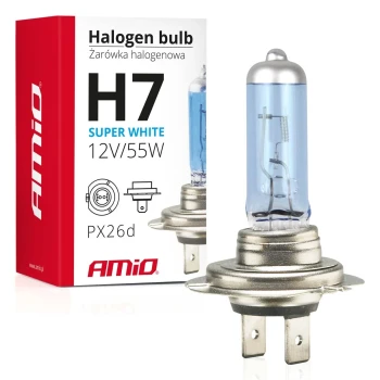 AMiO Halogenová žárovka H7 12V 55W UV filtr (E8) Super White  | 01157