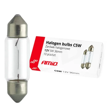 AMiO Halogenové žárovky C5W Festoon 36mm 12V 10ks  | 01486