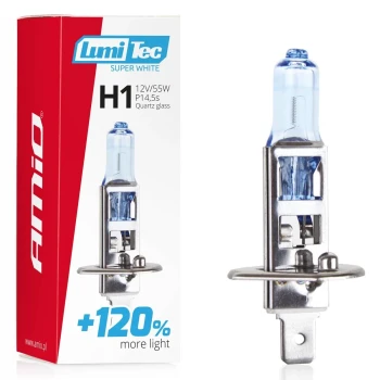 AMiO Halogenová žárovka H1 12V 55W LumiTec SuperWhite +120%  | 02135