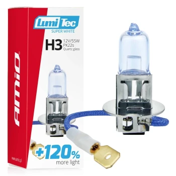AMiO Halogenová žárovka H3 12V 55W LumiTec SuperWhite +120%  | 02136