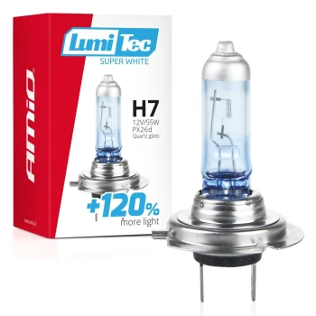 AMiO Halogenová žárovka H7 12V 55W LumiTec SuperWhite +120%  | 02138