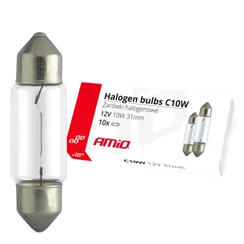 AMiO Halogenové žárovky C10W Festoon 31mm 12V 10ks  | 02555