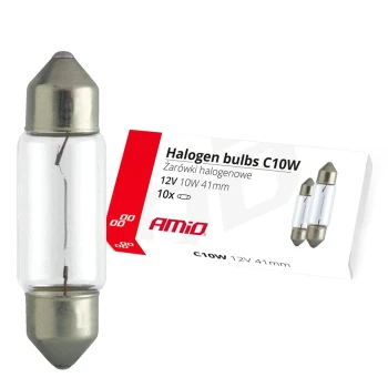 AMiO Halogenové žárovky C10W Festoon 41mm 12V 10ks  | 02557
