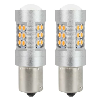 AMiO LED žárovky CANBUS 3030 24SMD 1156 BAU15S PY21W Oranžová 12V/24V  | 02580
