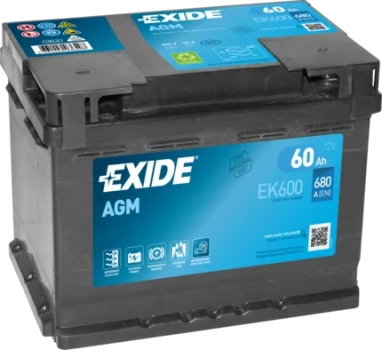 EXIDE startovací baterie AGM 60Ah  (EK600)