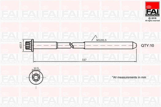 FAI AutoParts Sada šroubů hlavy válce  (B1018)