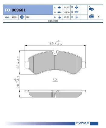 FOMAR Friction Sada brzdových destiček, kotoučová brzda  (FO 009681)