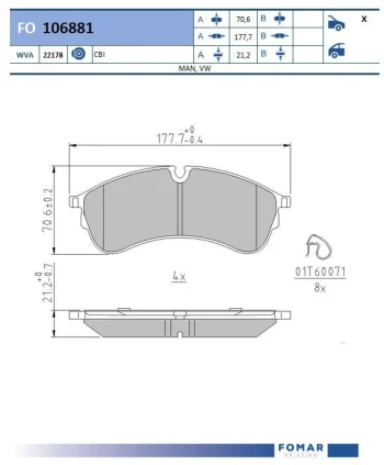 FOMAR Friction Sada brzdových destiček, kotoučová brzda  (FO 106881)