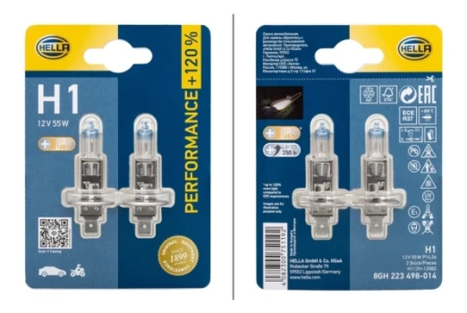 HELLA Zarovka, dalkovy svetlomet PERFORMANCE UP TO 120%  (8GH 223 498-014)