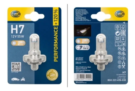 HELLA Zarovka, dalkovy svetlomet PERFORMANCE UP TO 120%  (8GH 223 498-038)