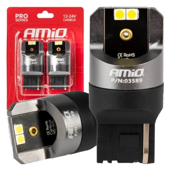 AMiO LED CANBUS PRO série 7440 W21W 4x3030 SMD bílá 12/24V CANBUS  | 03589