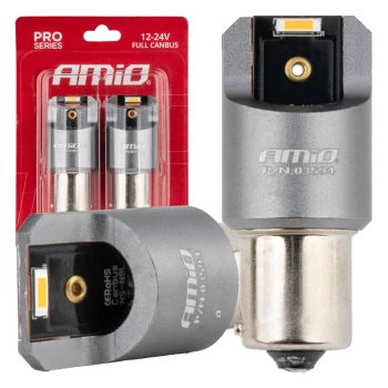 AMiO LED žárovky FULL CANBUS PRO PY21W 2x1860 SMD amber 12V 24V  | 03594