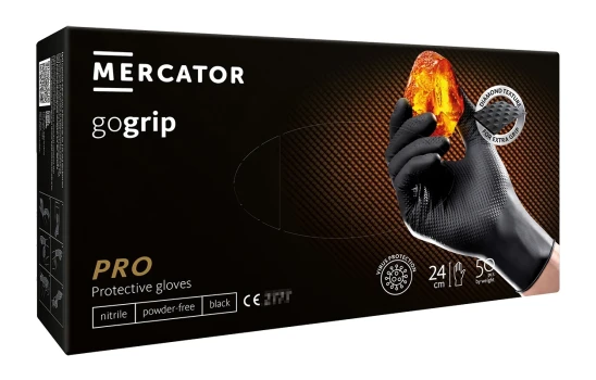 AMiO Nitrilové rukavice GoGrip černé velikost L, 50 ks  | MER20311