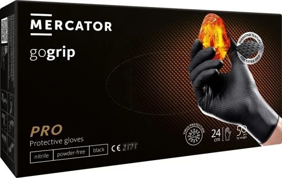 AMiO Nitrilové rukavice GoGrip black velikost XL, 50 ks  | MER20312