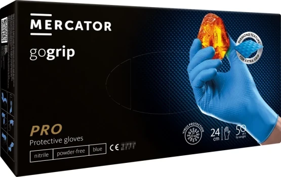 AMiO Nitrilové rukavice GoGrip modré velikost XL, 50 ks  | MER20317