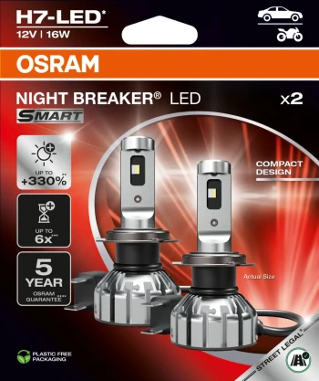 OSRAM Zarovka, dalkovy svetlomet NIGHT BREAKER® LED SMART H7  (64210DWNBSM-2HB)