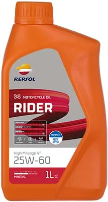 REPSOL Motorový olej RIDER HIGH MILEAGE 4T 25W-60 1 l  (RPP2132VHC)