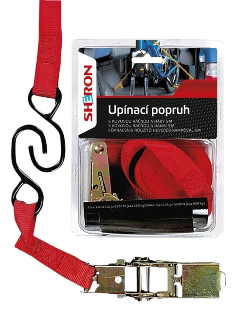 SHERON Upínací popruh s ráčnou + háky 5 m 6000171