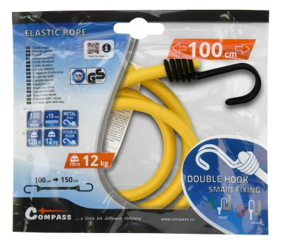 Upínač pružný DOUBLE HOOK 10mm/100cm TÜV/GS 02192