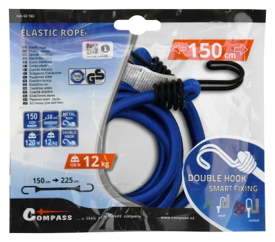 Upínač pružný DOUBLE HOOK 10mm/150cm TÜV/GS 02193
