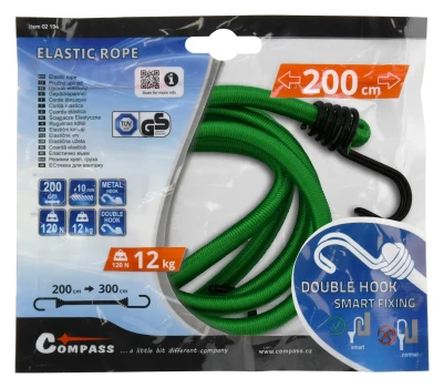 Upínač pružný DOUBLE HOOK 10mm/200cm TÜV/GS 02194