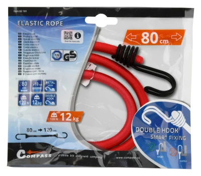 Upínač pružný DOUBLE HOOK 10mm/80cm TÜV/GS 02191
