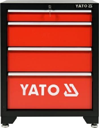 YATO YT-08933 – Ocelový dílenský box, černá/červená, 660 x 457 x 863 mm