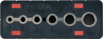 Přesný vrtací přípravek YATO DrillBlock, pravoúhlý, 6 velikostí pouzder Ø 4-12 mm (YT-39700)