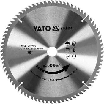 Pilový řezný kotouč na dřevo Yato YT-60794, 315x30mm, 80 zubů