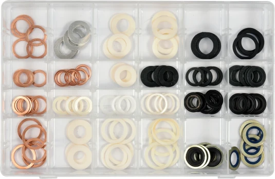 Podložky (Alu, Cu, Nylon, NBR, FIBER) sada 120ks YT-068641