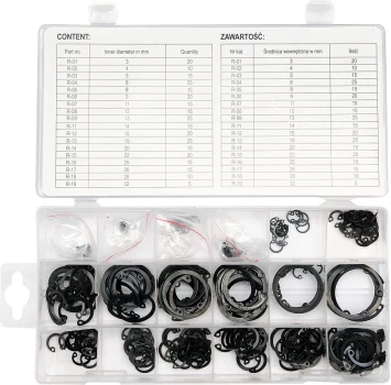 Pojistné kroužky INTERNAL sada 300ks, R1-R19, pr. 3 -32mm YT-06881