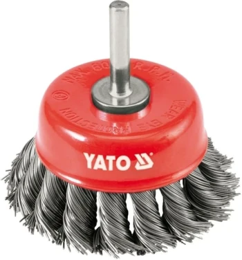 Kartáč drátěný čelní s nástavcem do vrtačky 75 mm YT-4752