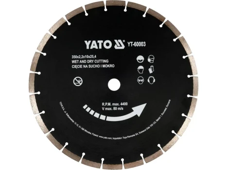 Kotouč řezný diamantový segmentovaný 350 x 25,4 x 3,4 mm YT-60003