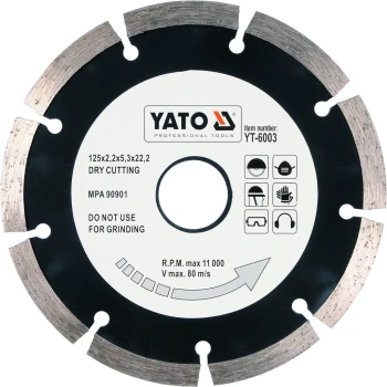 Kotouč řezný diamantový 125 x 22,2 x 2,2 mm YT-6003