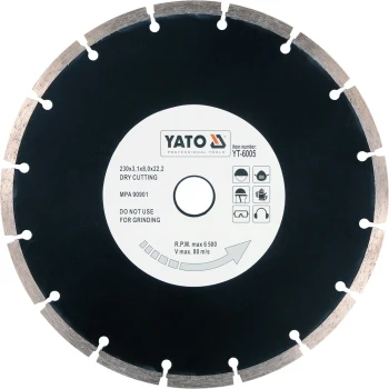 Kotouč řezný diamantový 230 x 22,2 x 2,7 mm YT-6005