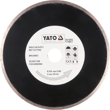 Kotouč řezný diamantový 200 x 25,4 x 2,2 mm hladký YT-6017