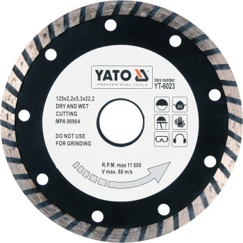 Kotouč řezný diamantový 125 x 22,2 x 2,6 mm turbo YT-6023