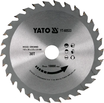 Kotouč na dřevo 150 x 20 mm 30z YT-60533