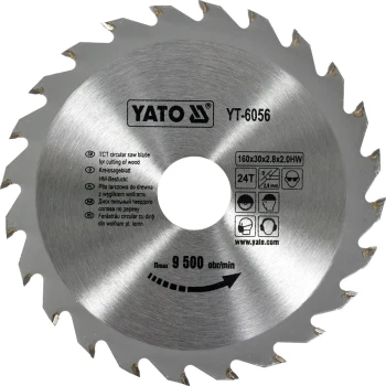 Kotouč na dřevo 160 x 30 mm 24z YT-6056