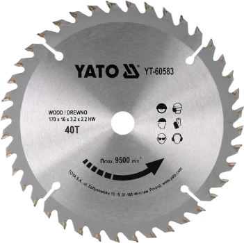 Kotouč na dřevo 170 x 16 mm 40z YT-60583