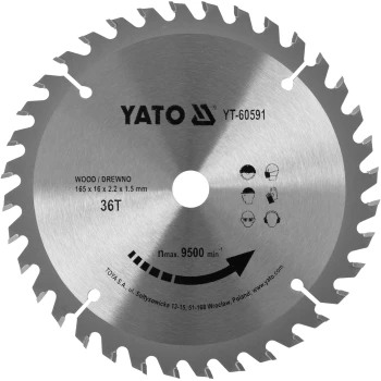 Kotouč na dřevo TCT 165 x 16 mm 36z (pro YT-82810, YT-82811) YT-60591