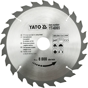 Kotouč na dřevo 200 x 30 mm 24z YT-6065