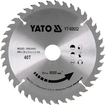 Kotouč na dřevo 200 x 30 mm 40z YT-60652