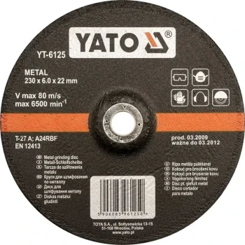 Kotouč brusný na kov 125 x 22 x 6,0 mm vypouklý YT-6124