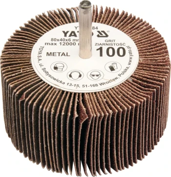 Kotouč lamelový radiální 80x40 P-120 s hřídelí 6 mm YT-83385