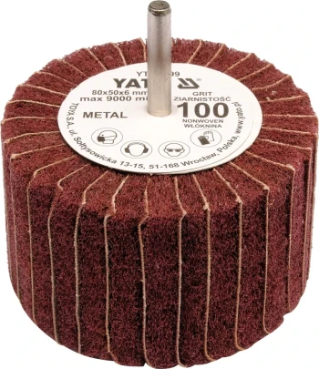 Kotouč lamelový radiální 80x50 P-150 s hřídelí 6 mm YT-83400