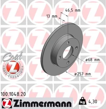 ZIMMERMANN Brzdový kotouč COAT Z  (100.1048.20)