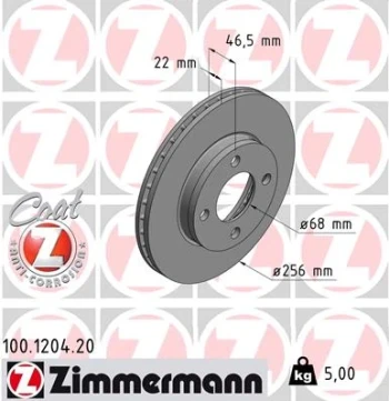ZIMMERMANN Brzdový kotouč COAT Z  (100.1204.20)